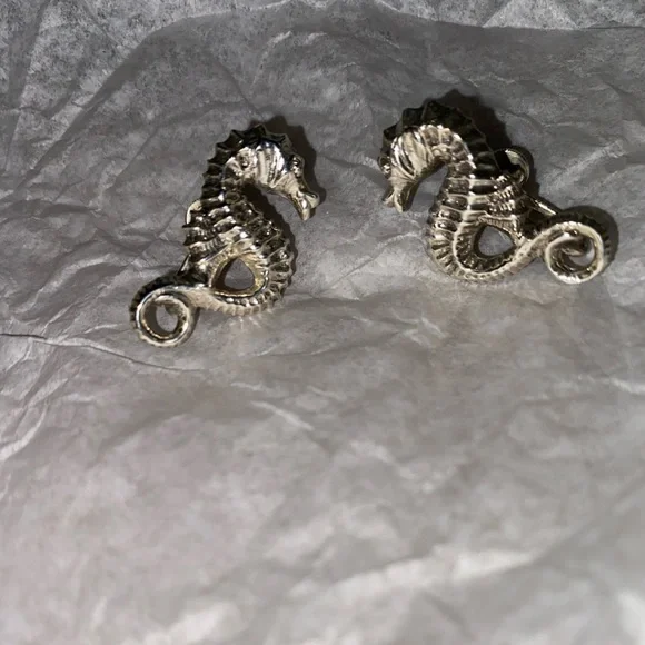 1950’s Vintage Beau Craft- Sterling Silver Seahorse Earrings